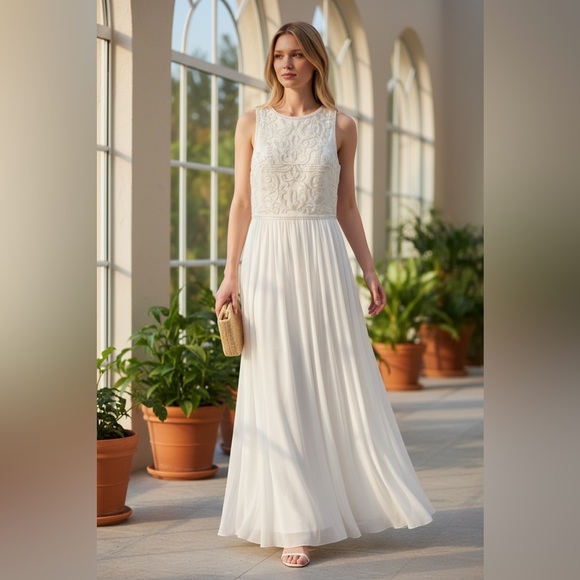 Verte Dresses & Skirts - Elegant White Lace Maxi Dress